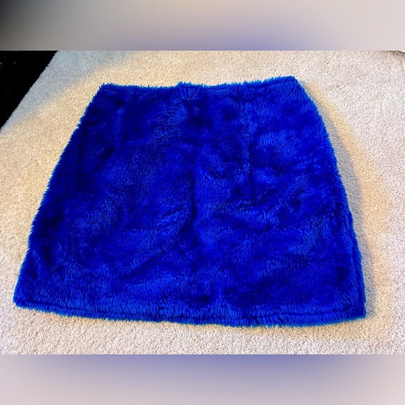 Fuzzy furry blue rave skirt 90s ☮️ - Picture 1 of 5